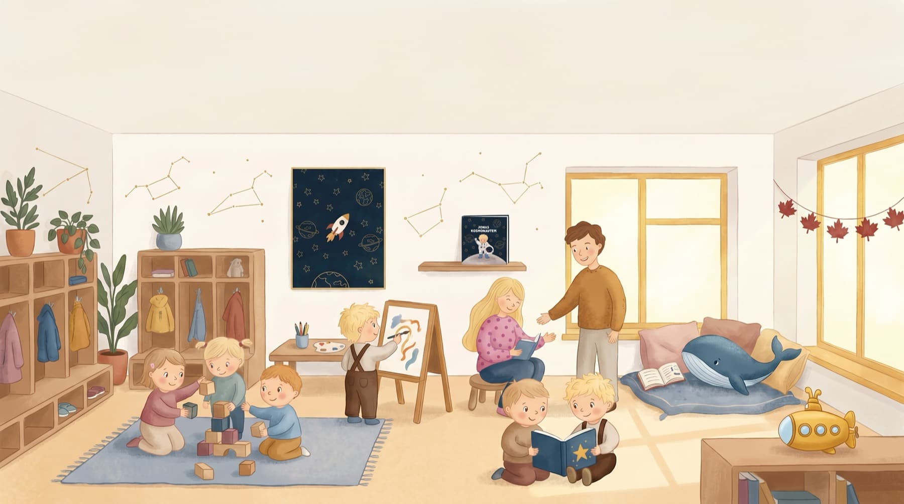 Hình minh họa lớp học của nhóm trẻ tiếng Anh Little Kids tại Písek